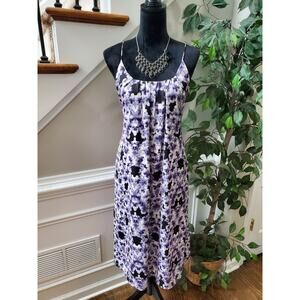 H&M Women's Floral Polyester Scoop Neck Sleeveless Casual Knee Length Dress 10